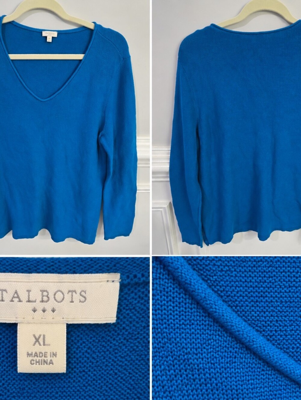 Talbots Bright Blue V-Neck Sweater – XL